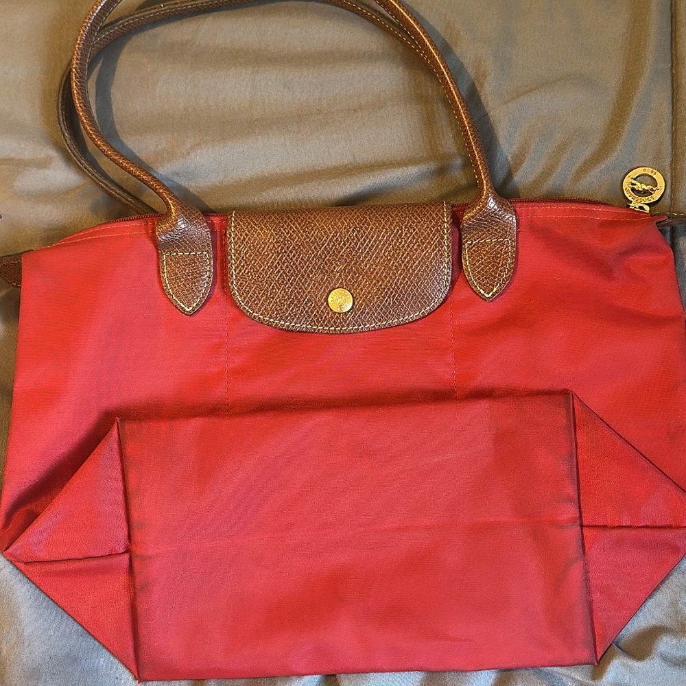 Red longchamp tote